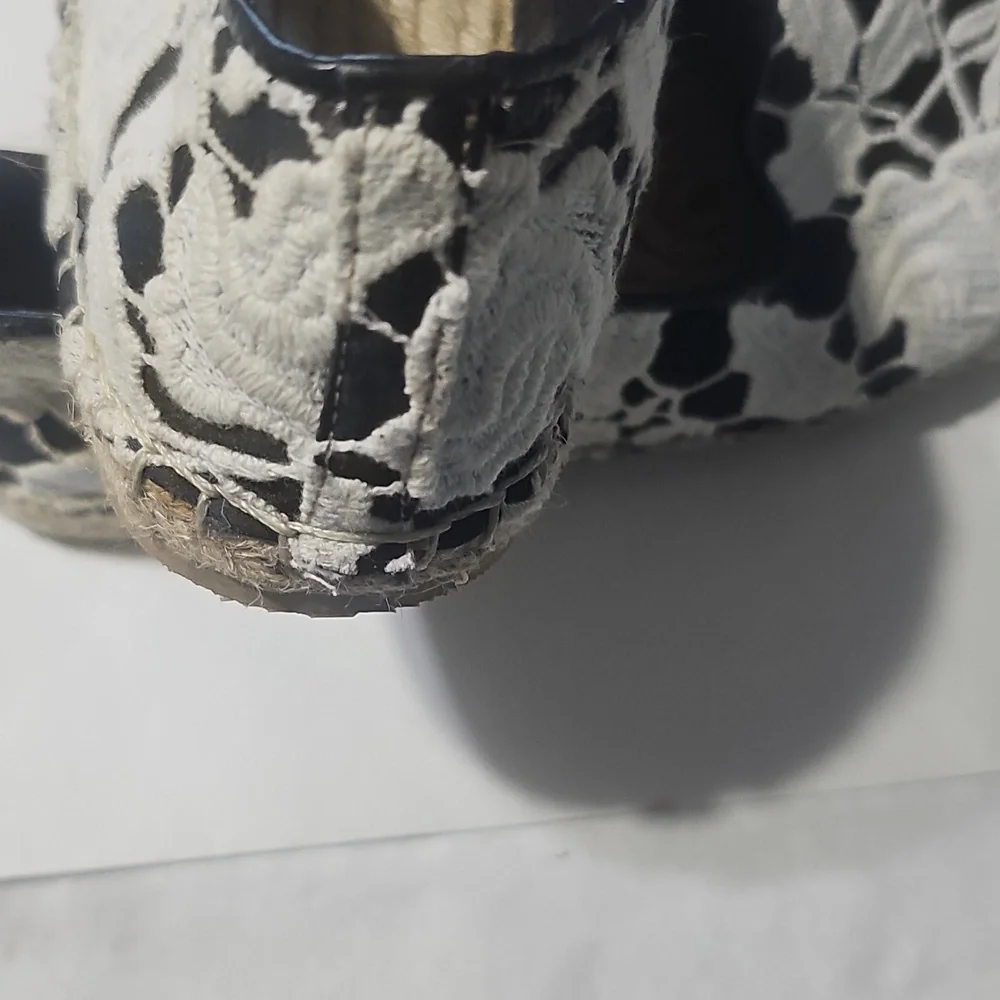 Cole Haan Black and White Lace Espadrilles